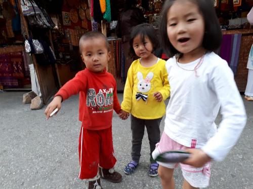 Children at the local bazaar